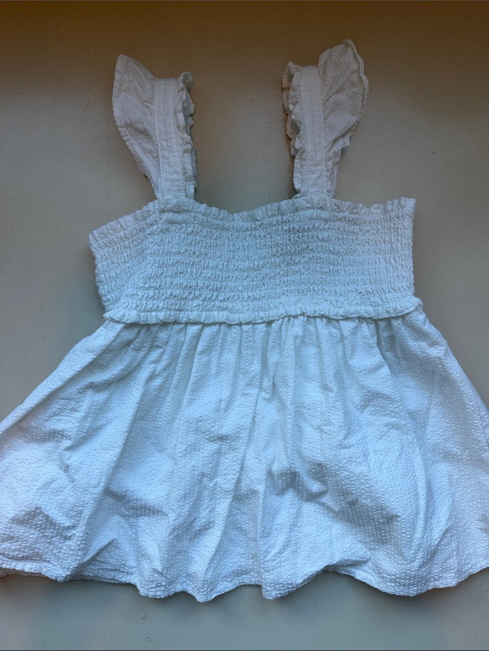 Janie and Jack White Ruffled Smocked Tank Top